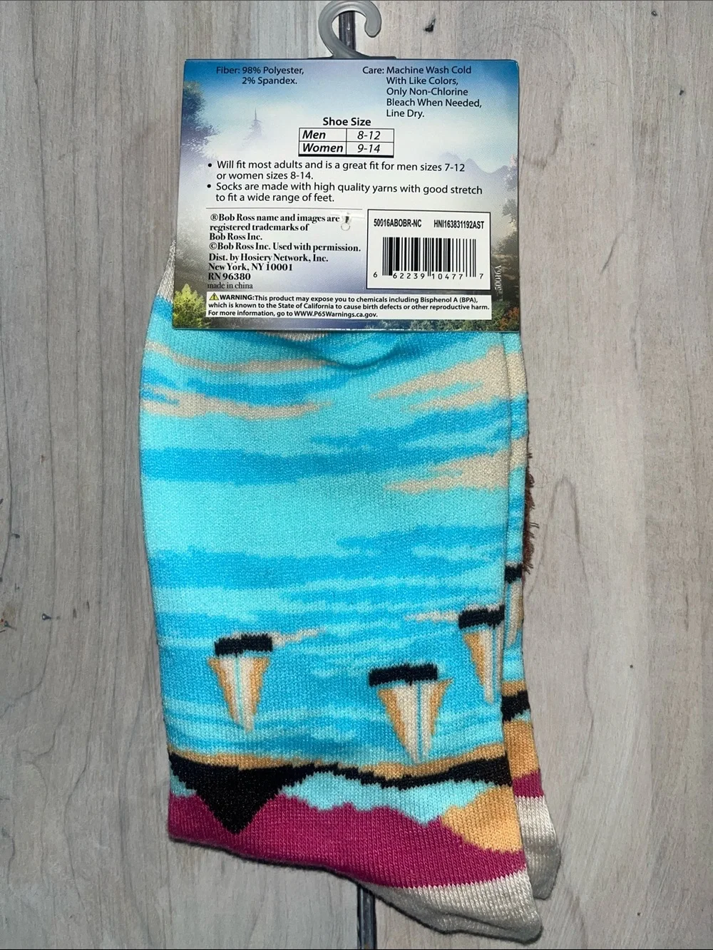 Bob Ross Novelty Men's Crew Socks with Fuzzy Hair Face Design - pick one